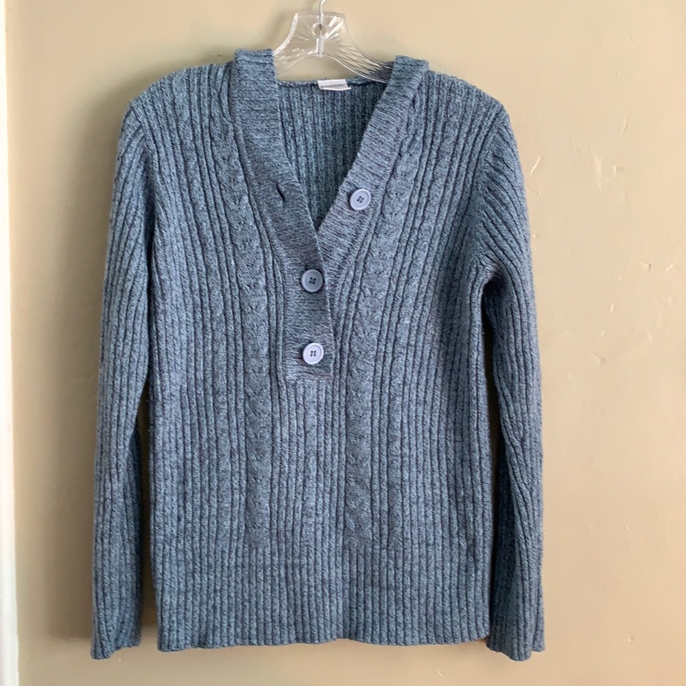 MOTHERHOOD Cable Knit Blue Soft Stretchy Comfortable Warm Hoodie Sweater Large